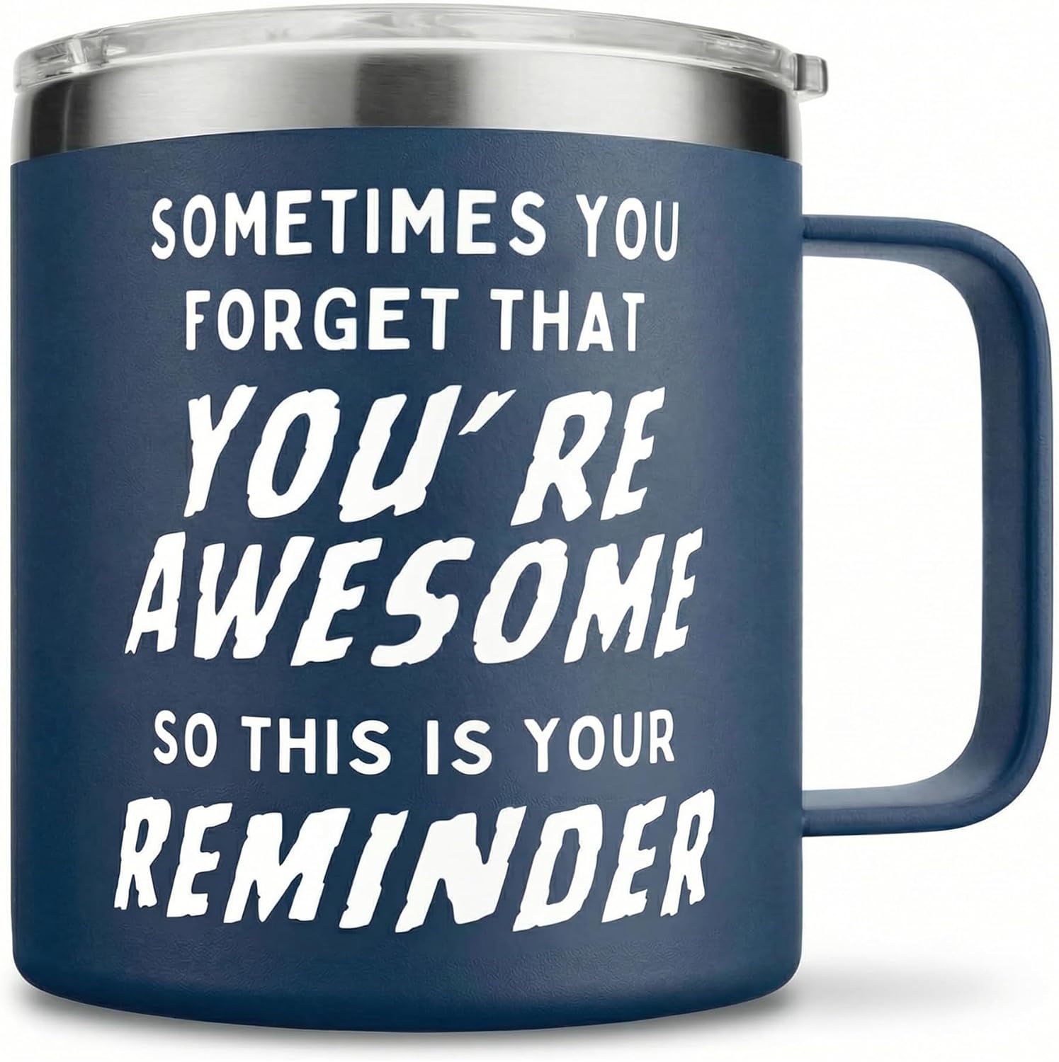 Birthday Gifts for Men Over Coffee Tumbler Mug- Sometimes You Forget Your Awesome Navy 14oz Gifts for Men Over 50, 60, 70 Under 30, 40 Cool Unique Gift Idea, Him, Fathers Day Gift for Dad, Husband