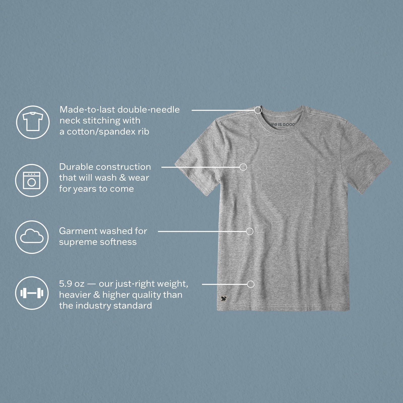 Life is Good Crusher - Camiseta de Manga Corta para Hombre, de algodón, con gráficos, Estilo bernés, Senderismo por el Bosque