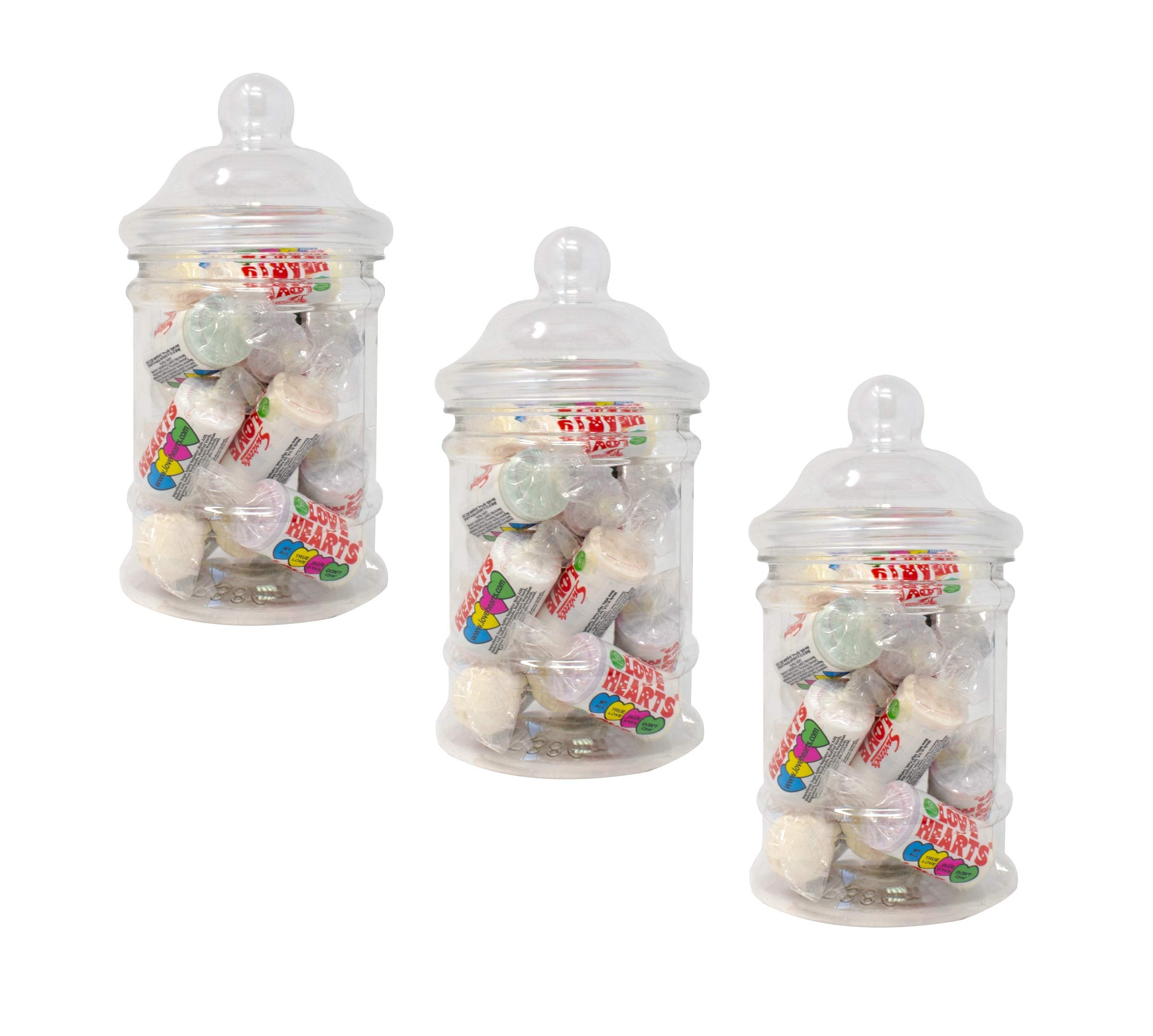 Pick n mix Candy Buffet Party Victorian Style Clear Plastic Sweet Jar Holder 15cm Tall 380ml - Set of 3 Great for all occasions birthday celebration wedding christening
