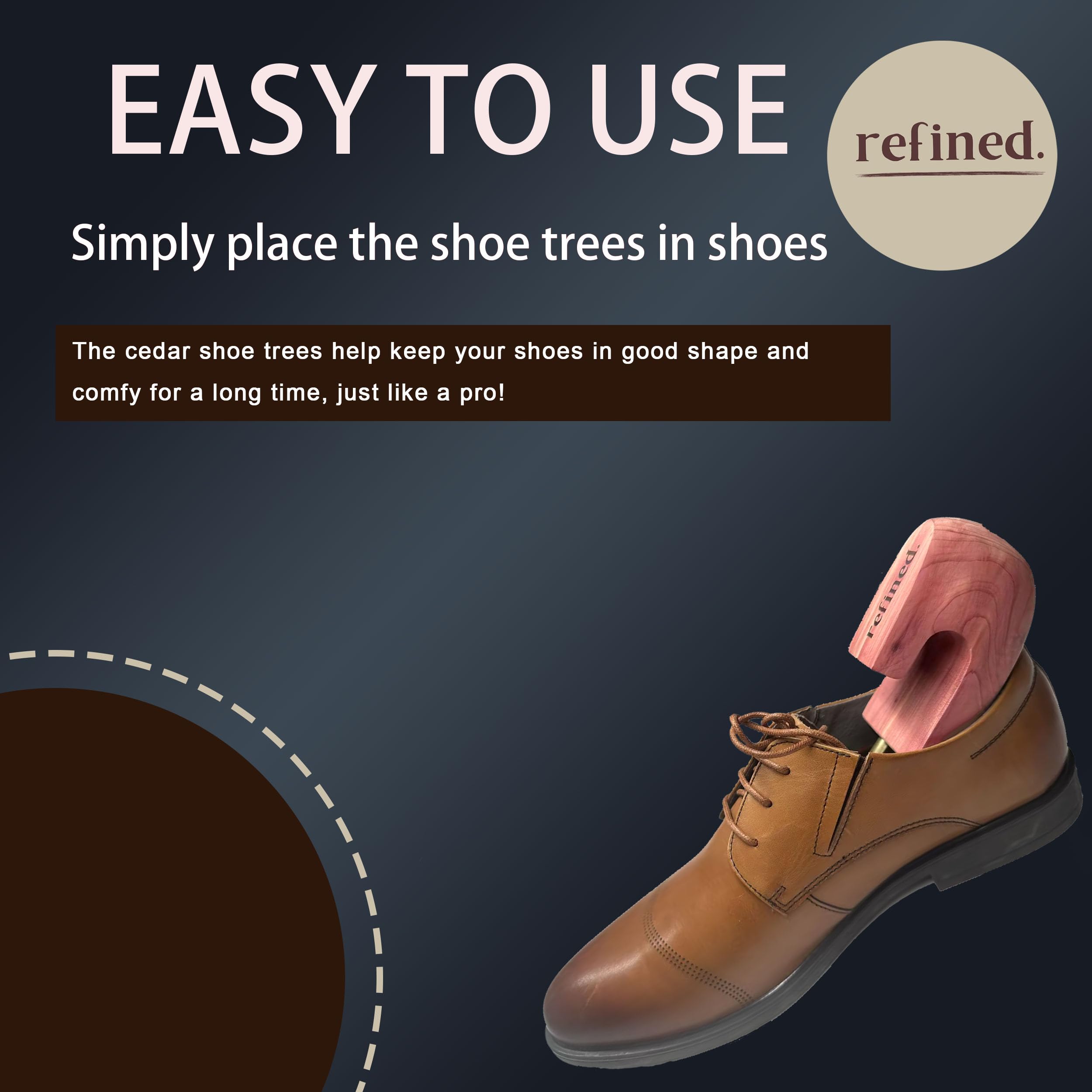 Refined. Embauchoir réglable en cèdre pour homme - Embauchoir en bois de cèdre pour tous les types de chaussures à semelle plate, beige, 44/46 EU