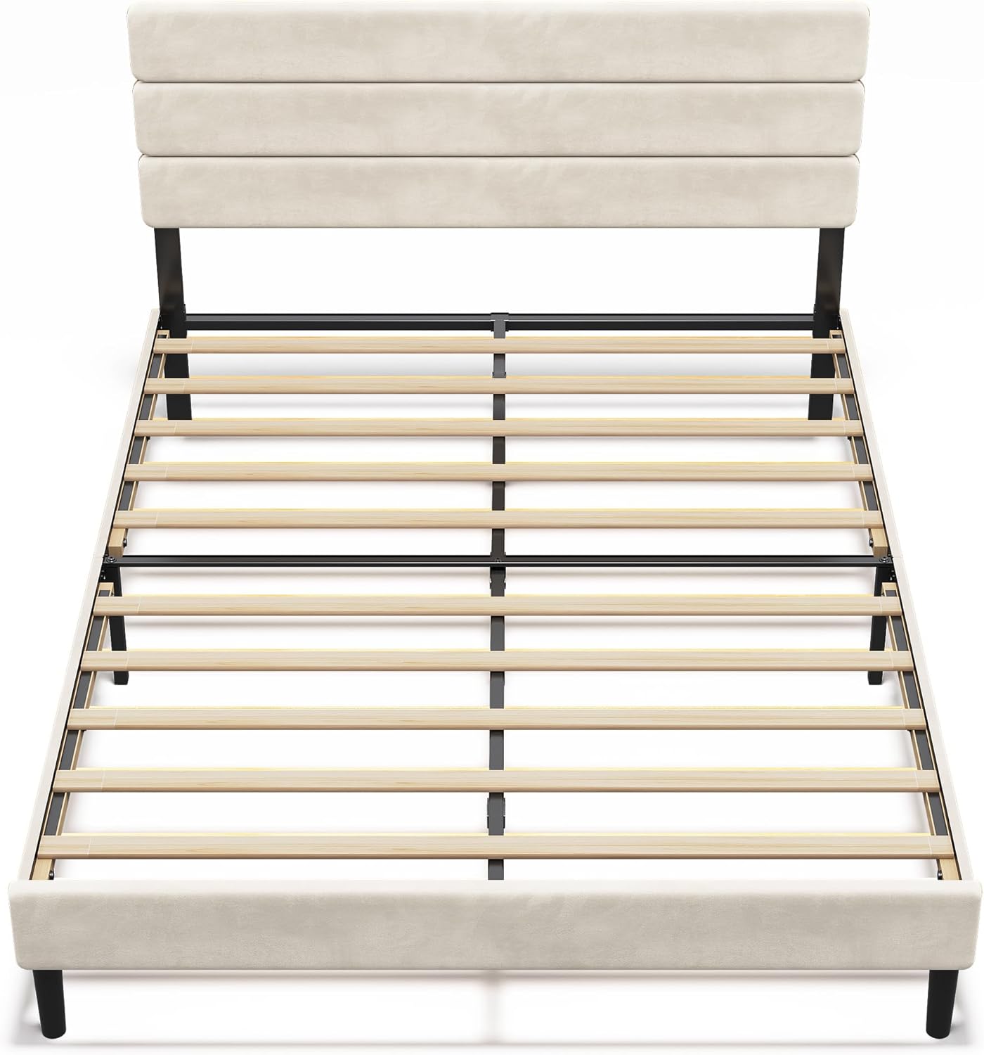 Shora dolů view of WLIVE bed frame with wooden slats
