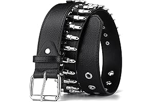 Y2K Studded Leather Women's Black Punk Style Belt