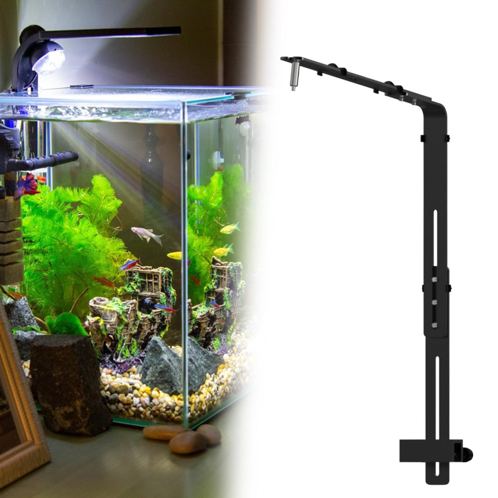Milageto Tank Licht Halterung Ständer Hängelampe Halterung praktische Dekoration Tragbare Lampen Halter Aquarium Licht Halter Zubehör, Schwarz 5mm