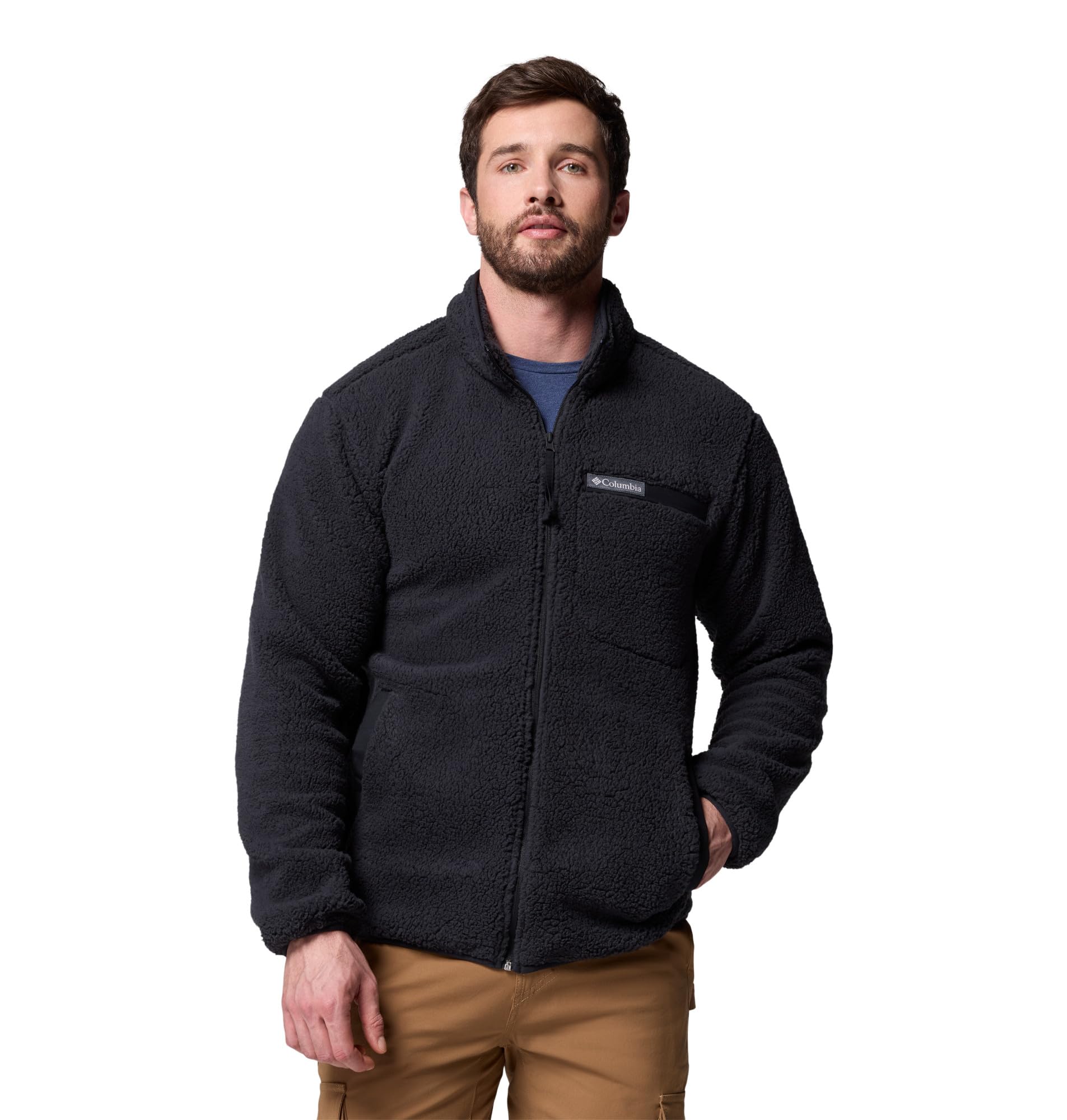 Columbia Men's Black Rugged Ridge High Pile Full Zip Fleece Jacket Medium