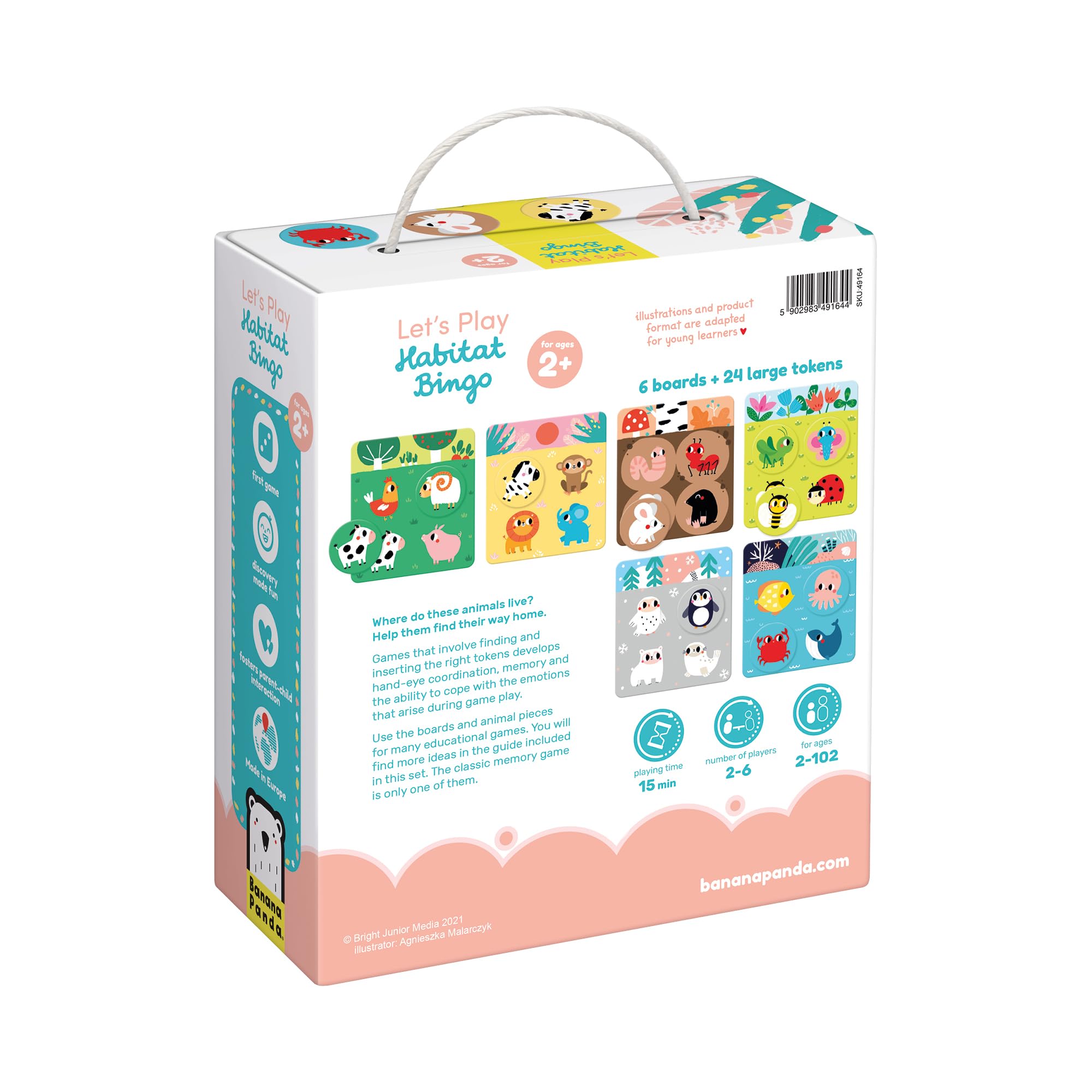 Banana Panda Let's Play Habitat Bingo 2+ - Primer Juego Educativo Educativo para niños a Partir de 2 años - coordinación Ojo-Mano, Memoria y reconocimiento de Animales