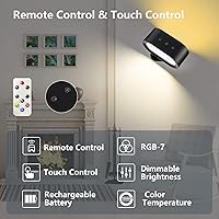 Vista 3 de Luces de pared, apliques de pared con pilas, iluminación ambiental RGB, lámpara de pared recargable que cambia de color con 3 temperaturas