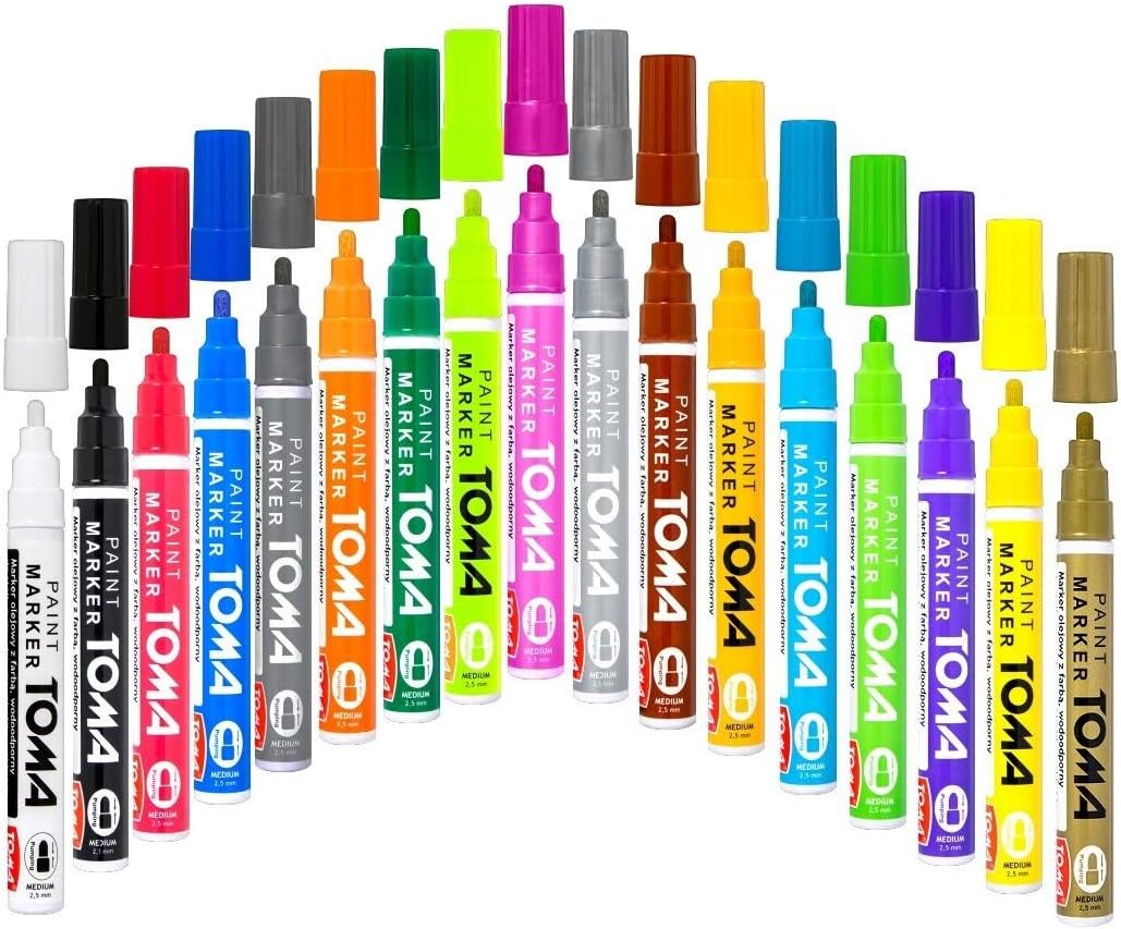 SolaDirect Marker Pen Universal Waterproof Permanent Oil Based Paint for Car Tyres, Arts & Crafts (Set of 17 Colours)