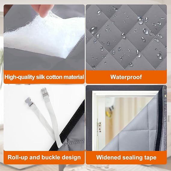 Winter Window Insulation Kit 47x63(120x160cm), Gray Thermal Window Cover Oxford Cloth Cotton for Winter, Reusable Window Insulation Cover for Home, Bedroom, Living Room