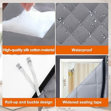 Winter Window Insulation Kit 47x63(120x160cm), Gray Thermal Window Cover Oxford Cloth Cotton for Winter, Reusable Window Insulation Cover for Home, Bedroom, Living Room