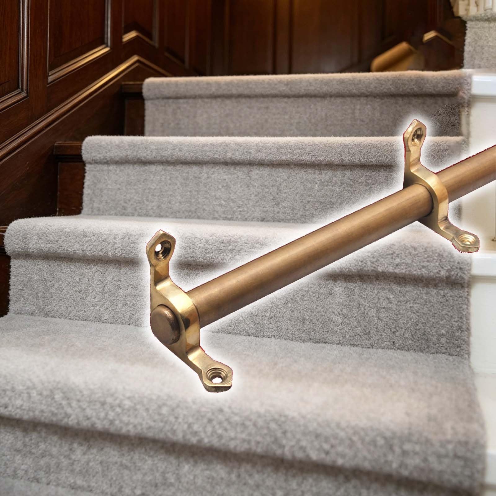 Paquete de 6 alfombras antideslizantes de latón antiguo Ro Easy Inll con tornillos, tapón deslizante para irways y corredores, 66 cm / 26in de longitud