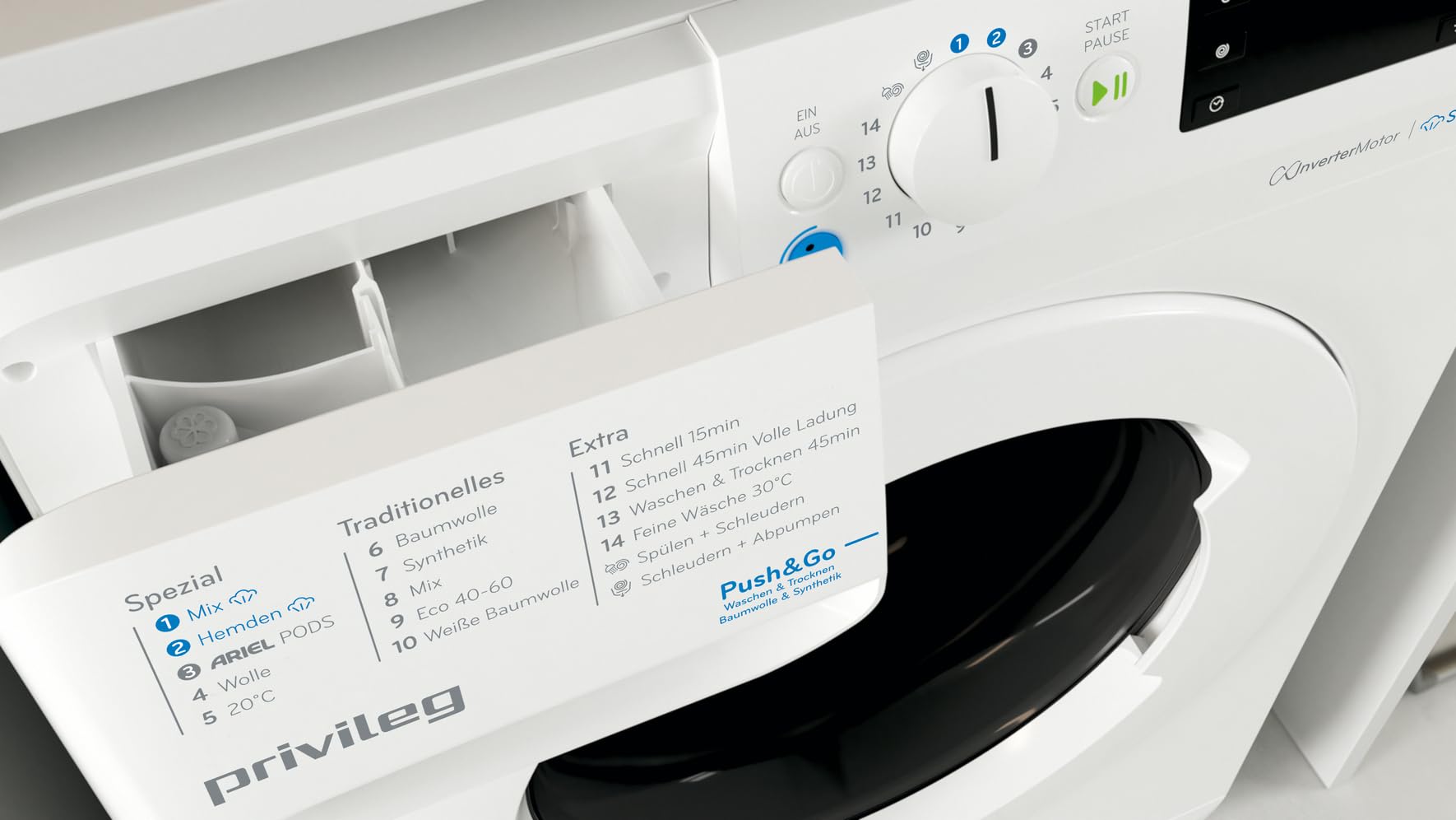 Privileg PWWTV X 76G6 DE N Waschtrockner Frontlader 1600 U/min 7 kg Waschen 6 kg Trocknen EEK E Inverter-Motor