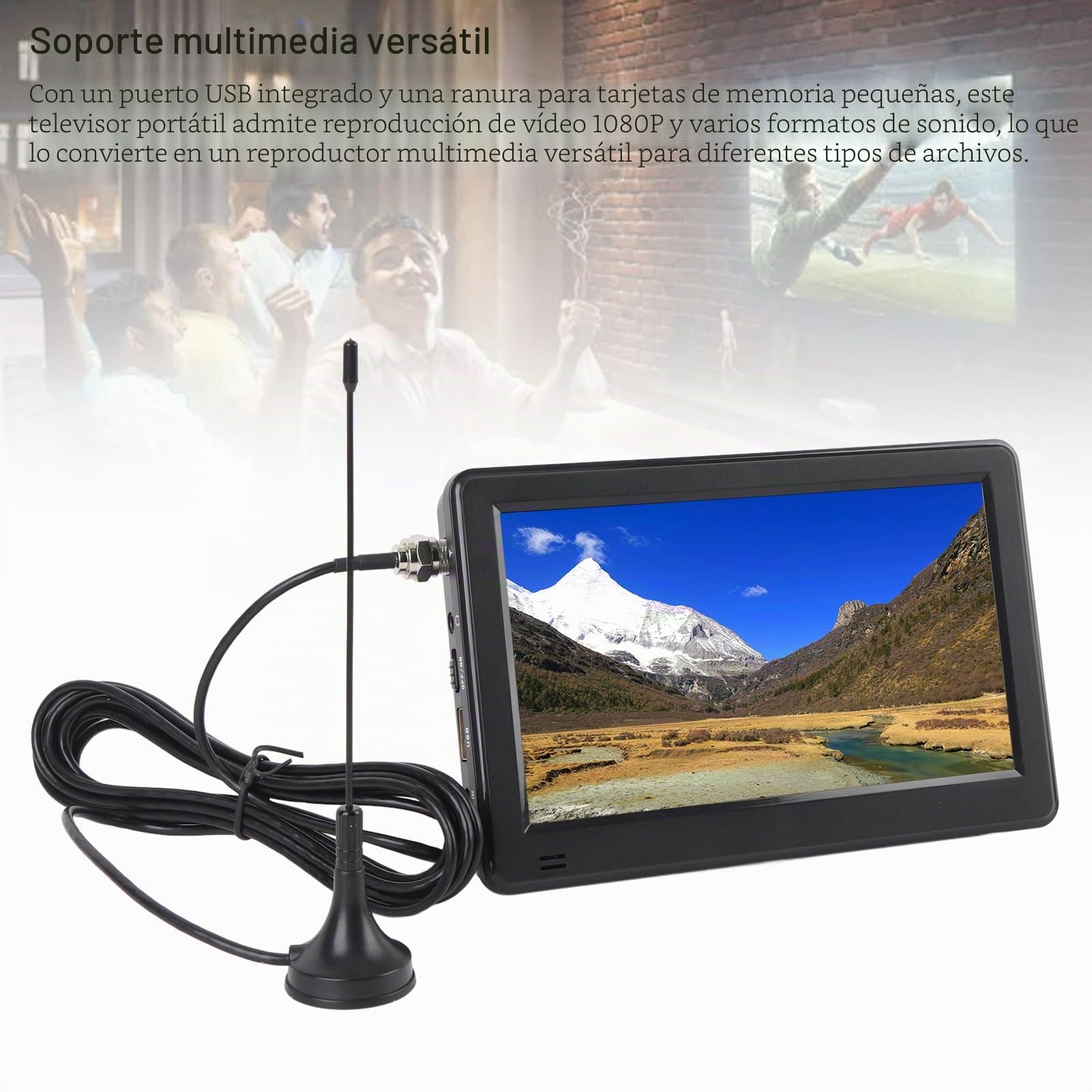 Sxhlseller tv Digital TV de 6 Pulgadas, Televisión Portátil para Automóviles con Batería Recargable de 1500 mAh y Control Remoto
