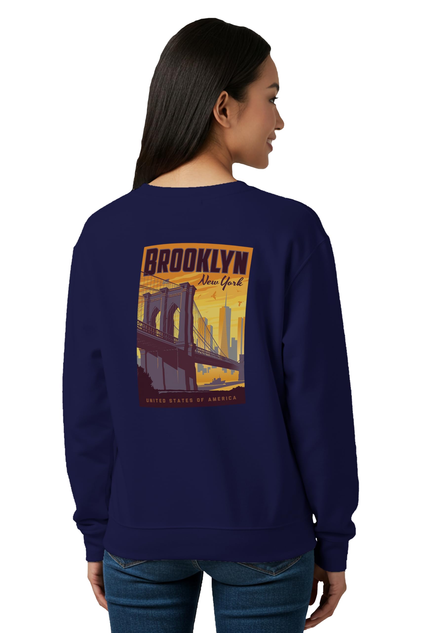 buy that trendz Winter Sweatshirt for Women Brooklyn New York Graphic Printed Round Neck Regular Fit Cotton Blend Gen Z Casual Sweatshirt-picture-47