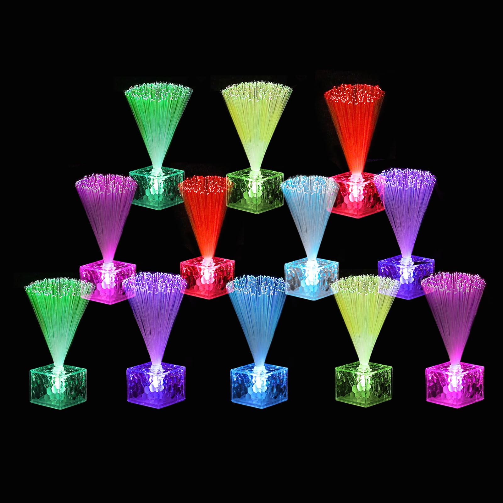 sourcing map Fiber Optic Lamps, LED Novelty Lighting Sensory Mood Lights Color Changing in Night for Bedroom Ambient Decorations,12Pcs