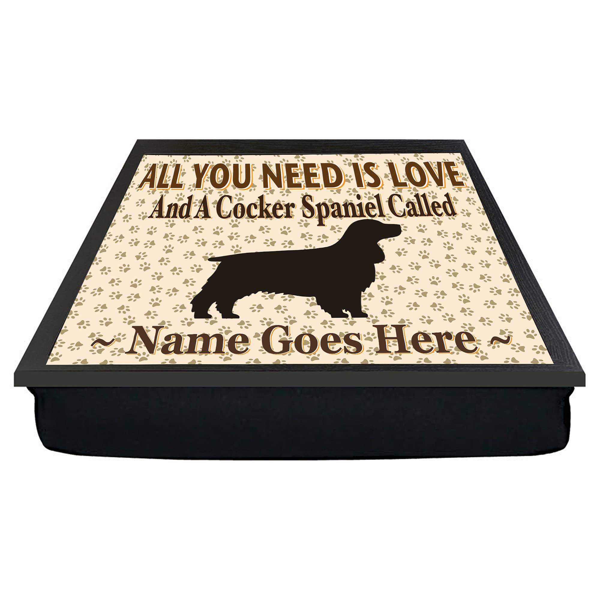 Personalised Gift Products Multicolor All You Need Is Love Cocker Spaniel Personalised Dog Breed Cushion Lap Tray Bean Bag Gift