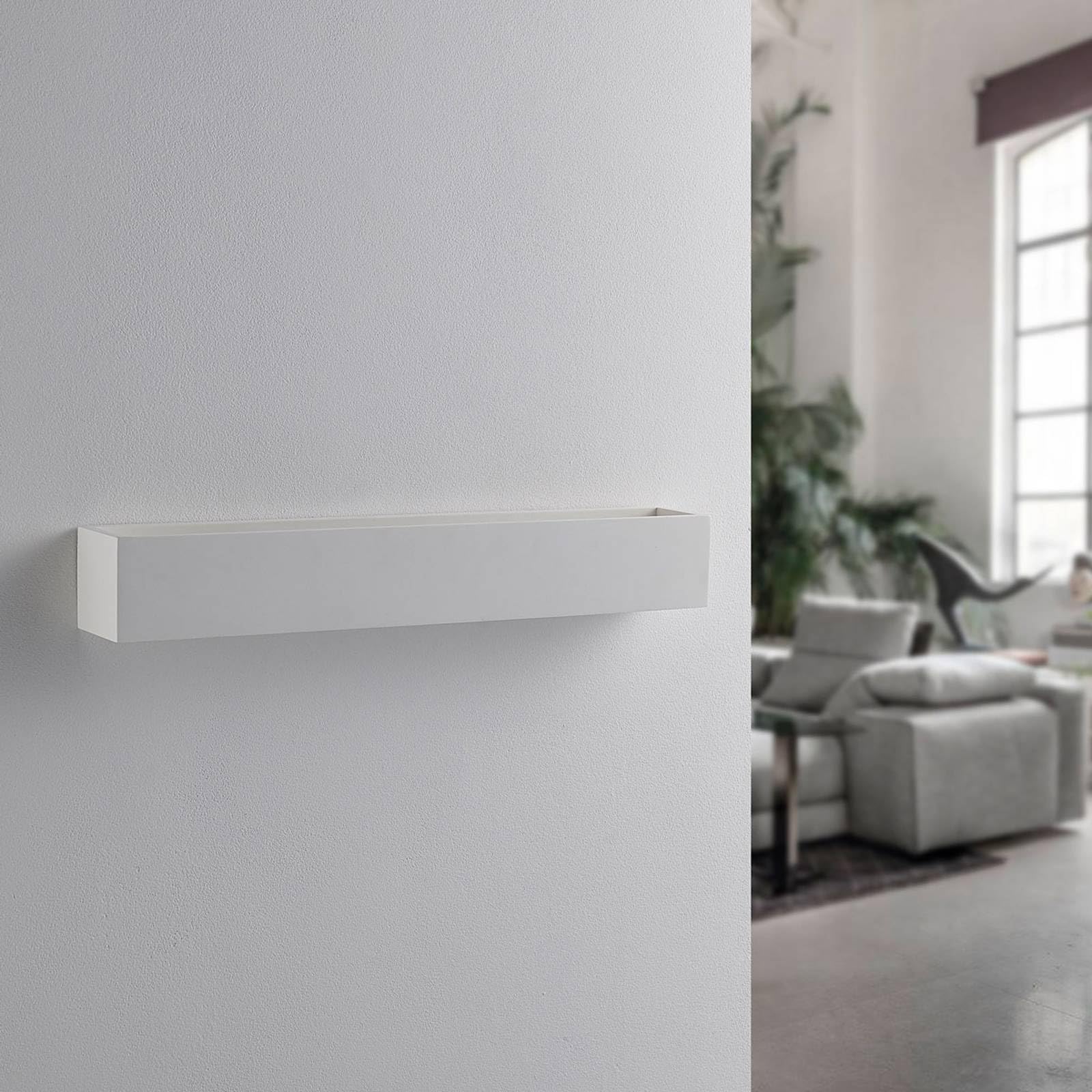 Lancio Vierkante wandlamp van gips, met stekker, wit Lancio Vierkante wandlamp van gips, met stekker, wit
