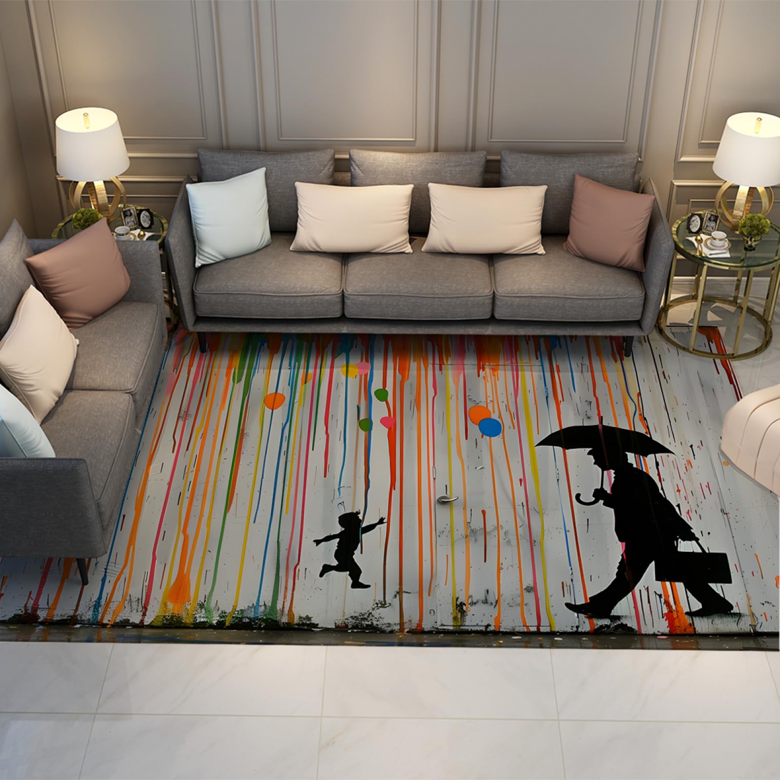 Tapis doux et lavable style street art pour protéger le sol des enfants