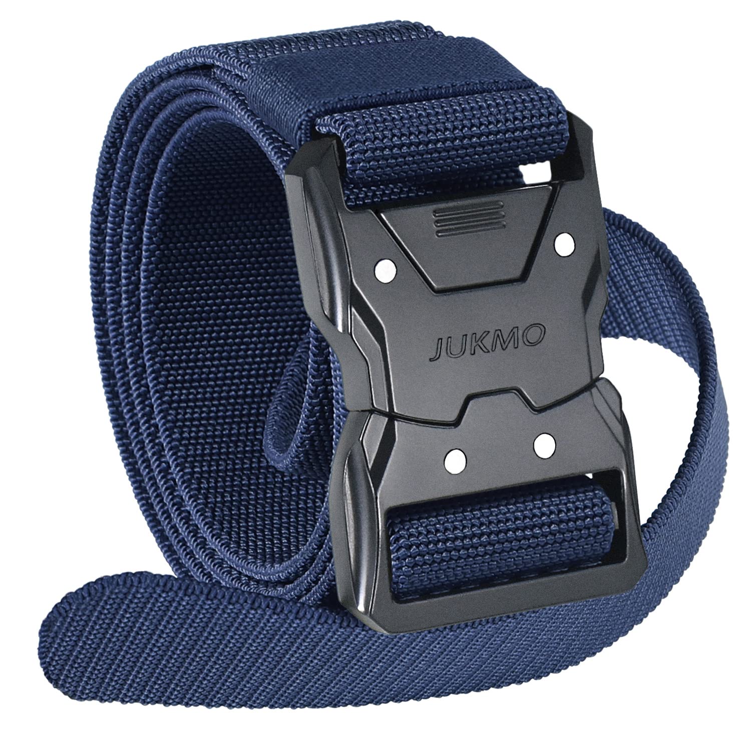 JUKMOJUKMO Quick Release Tactical Belt, Military Work 1.5' Nylon Web Hiking Belt with Heavy Duty Seatbelt Buckle
