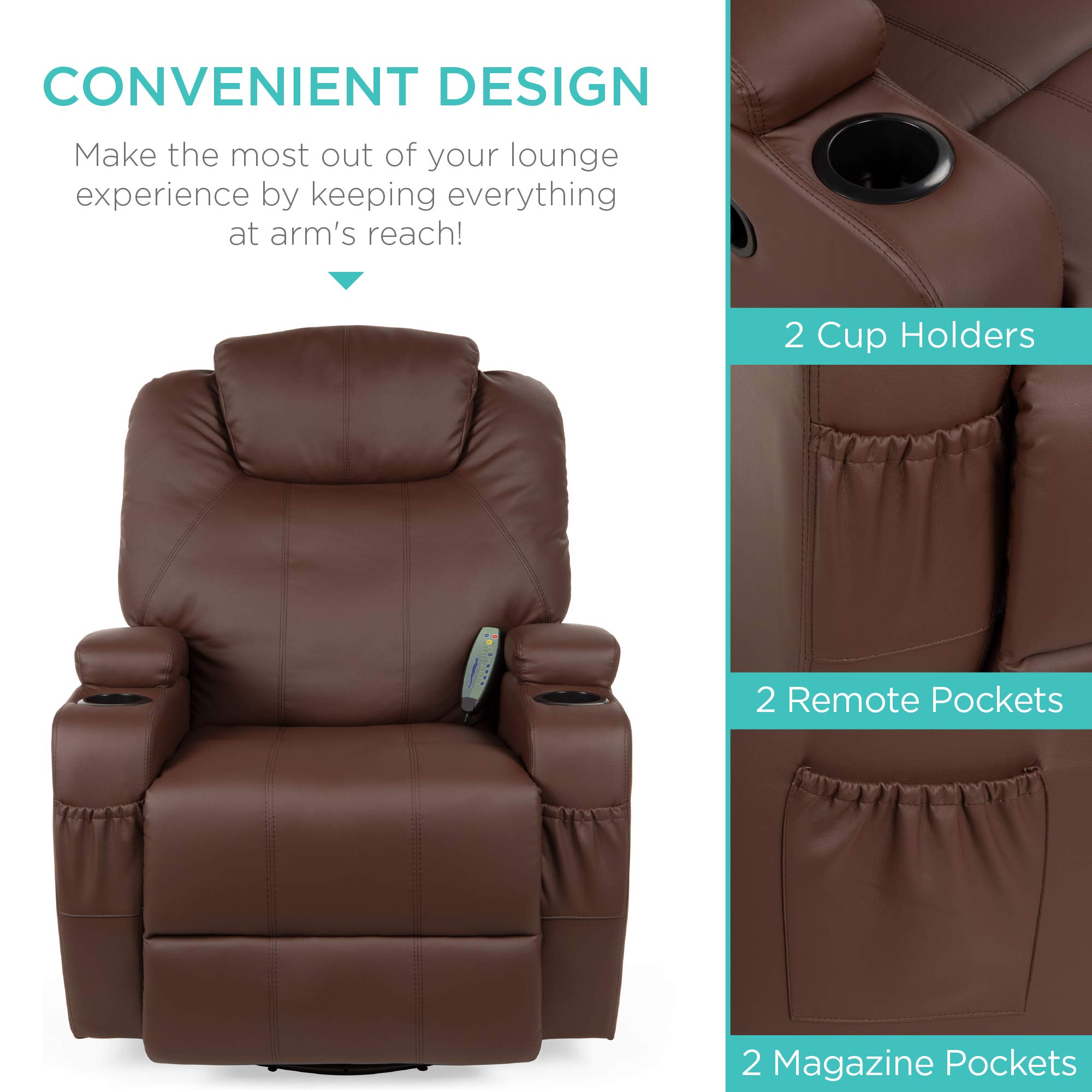 Best Choice Products Executive Faux Leather Swivel Electric Glider