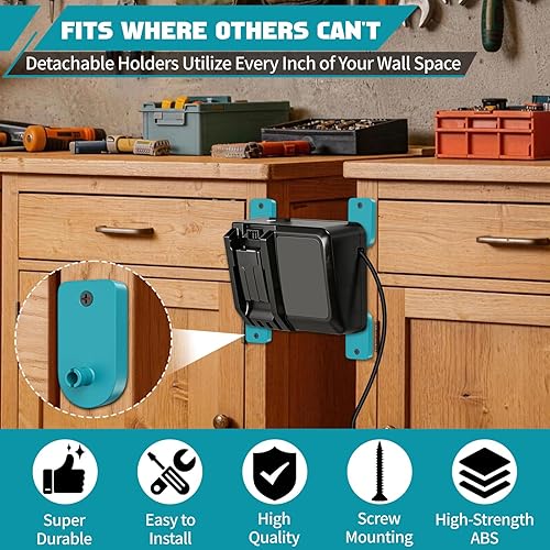 Miniatura 5 de Crivnhar Paquete de 2 soportes de cargador compatibles para Makita, cargadores de montaje para DC18RC DC18RD DC18RA DC18RF DC18SC DCB18SD DC18SF