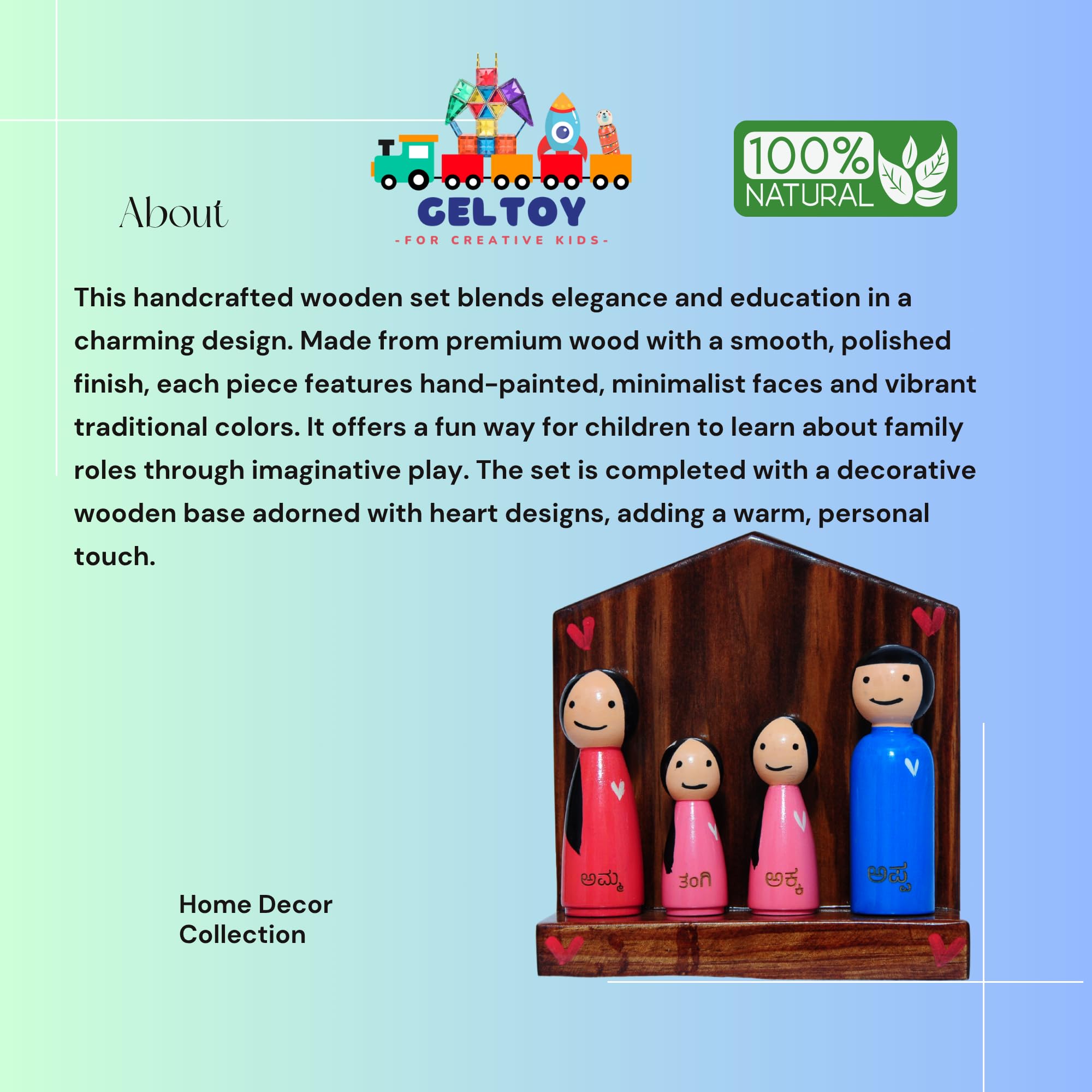 Golli Peg Doll Set ビンテージアーティスト人形3体セット GELTOY Handcrafted Wooden Family Doll Set – Personalized Peg Dolls