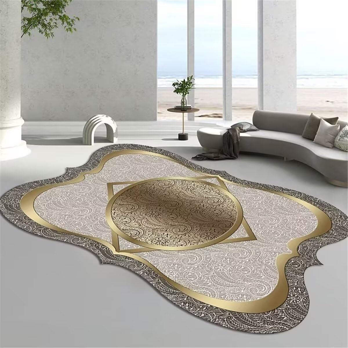 Tapis extérieur terrasse salon complet de forme irrégulière 80x120cm