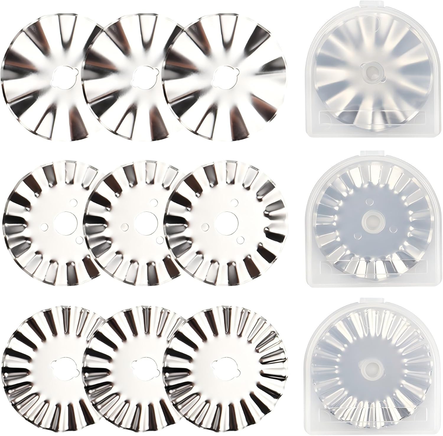 9Pcs 45mm Pinking Rotary Cutter Blades -Bestgle Stainless Steel Wave Rotary Cutter Blades Decorative Rotary Blade for Quilting,Sewing and Arts & Crafts, Fits Fiskars, Olfa