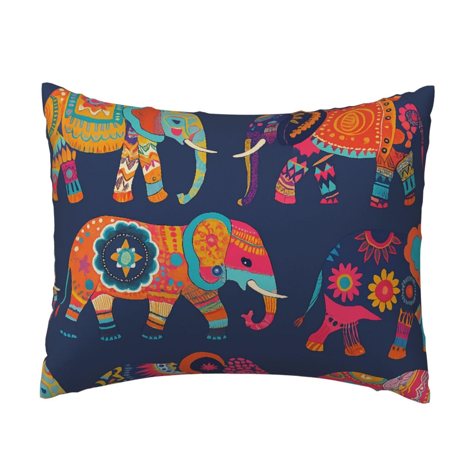Tribal Bohemian Elephant Pillowcase Soft Plush with Zipper Decorative Pillowcovers 16x20 in