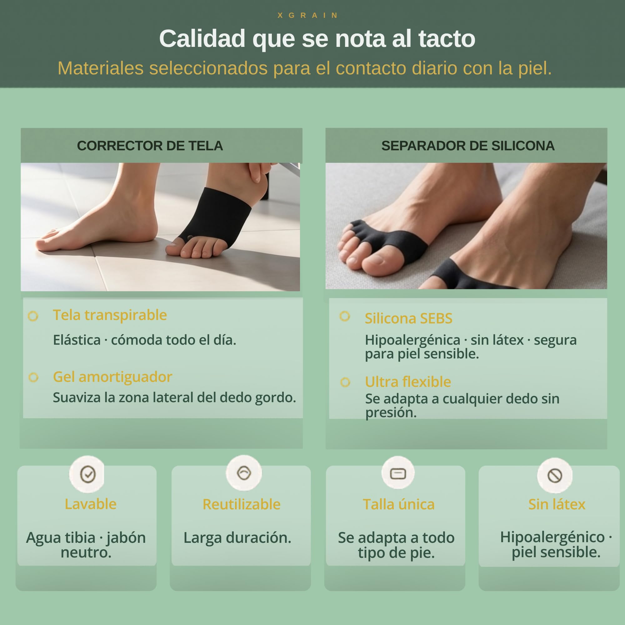 Corrector de Juanetes y Separador Dedos pie Negro – Férula Hallux Valgus con Almohadilla de Gel – Pack 4 Piezas Unisex Talla Única