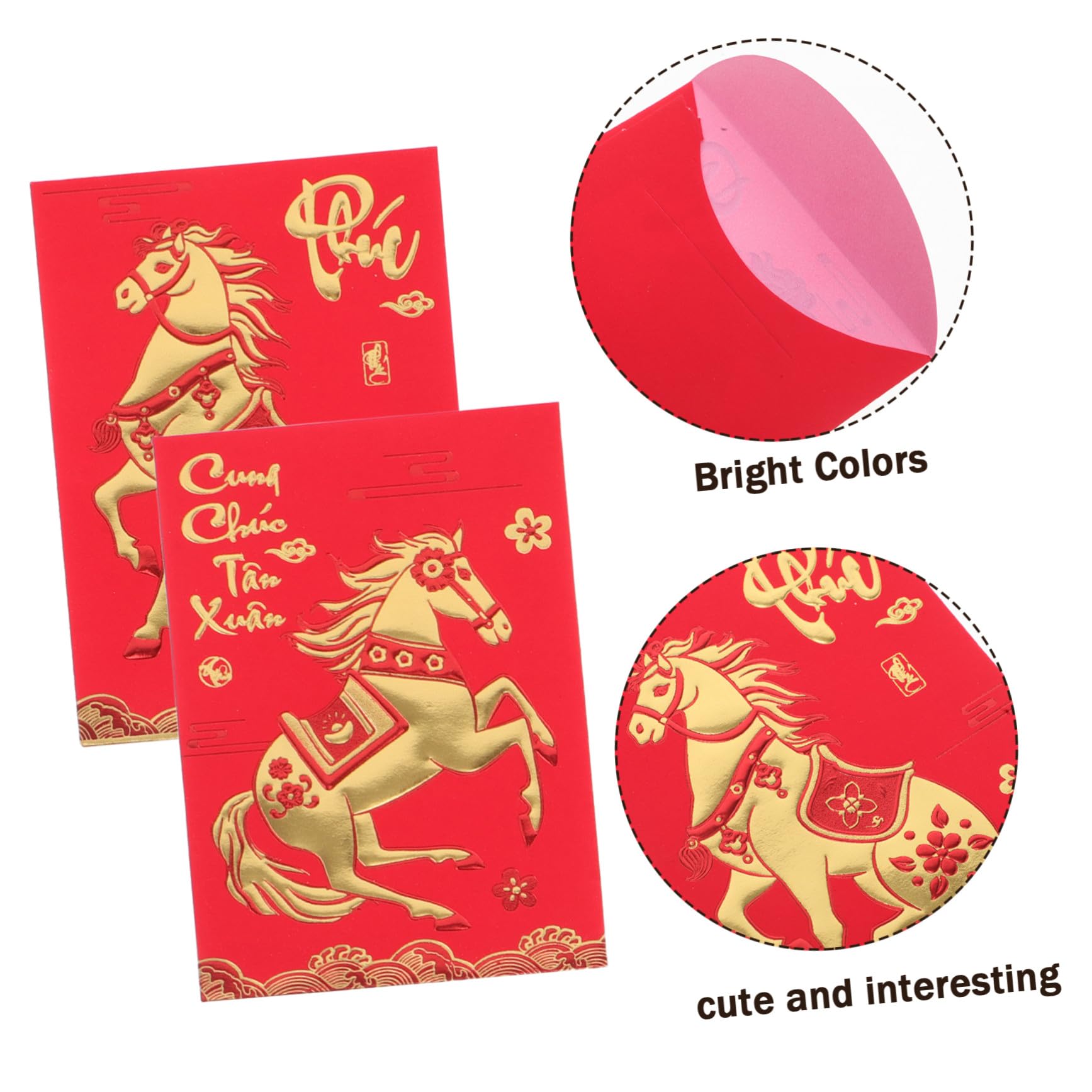 DOITOOL 360 Piezas Sobres Rojos Hongbao Creativos Año del Caballo Papel Festival la Temporada Sobres Rojos para Dinero Boda