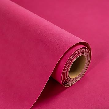 Stickyart Hot Pink Velvet Wallpaper Peel and Stick Soft Drawer Liner Paper Self Adhesive Textured Velvet Flocking Contact Paper Fabric Felt Sheet Removable for Crafts Dresser Girls Room 12"x80"