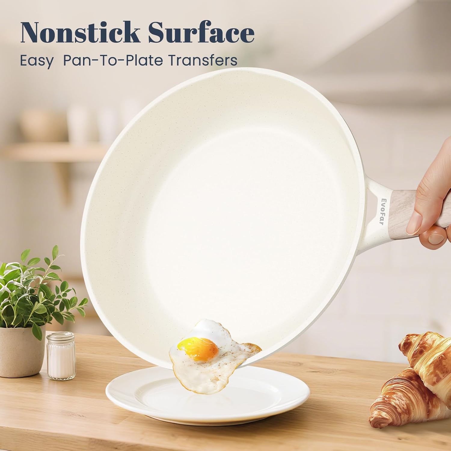 Granite Frying Pan, 11 Inch Non Stick Frying Pans, Lightweight Nonstick Pans for Omelets & Eggs, PFOA & PFAS Free Non-toxic Cookware Chef's Pan, Induction Compatible Fast & Even Heat Skillet