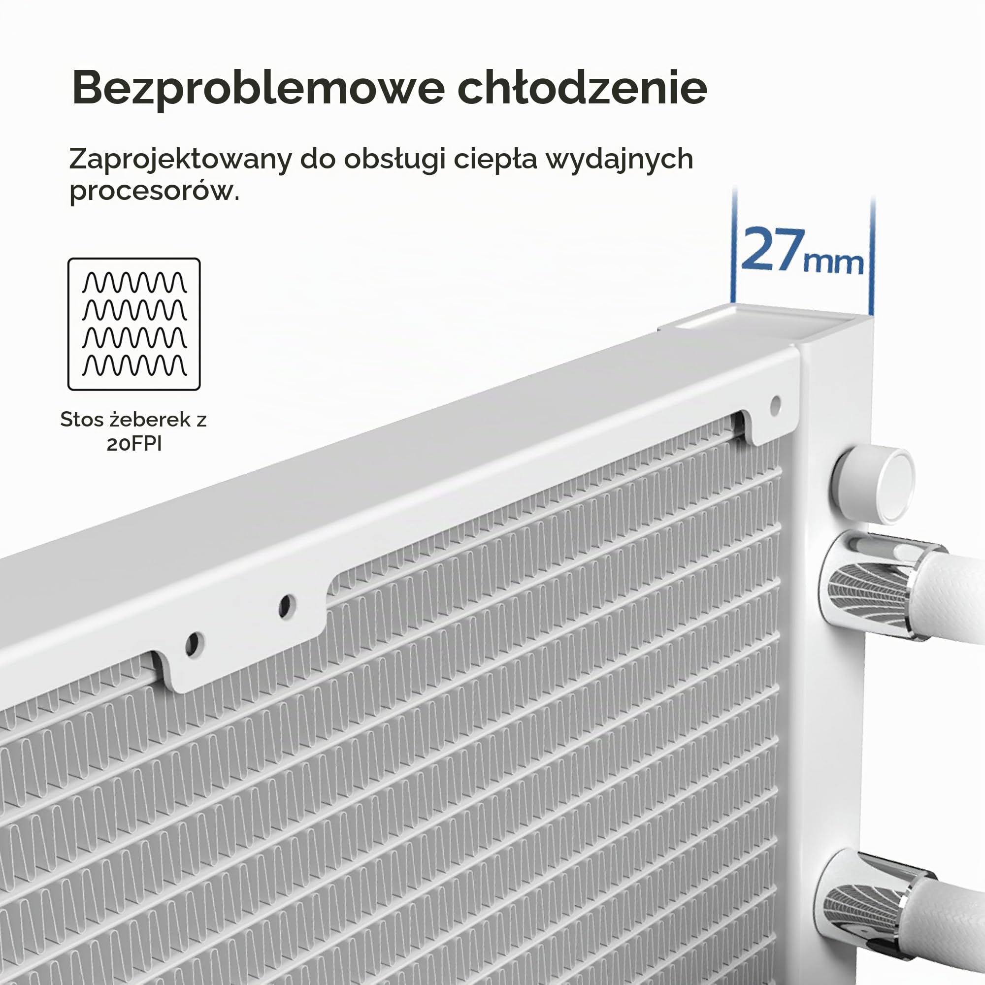 MONTECH HyperFlow Silent 360 White – ultra cicha chłodziarka procesora AIO, pompa 3100 obr./min, potrójne ciche wentylatory, wysokowydajny grzejnik zapewniający doskonałe rozpraszanie ciepła