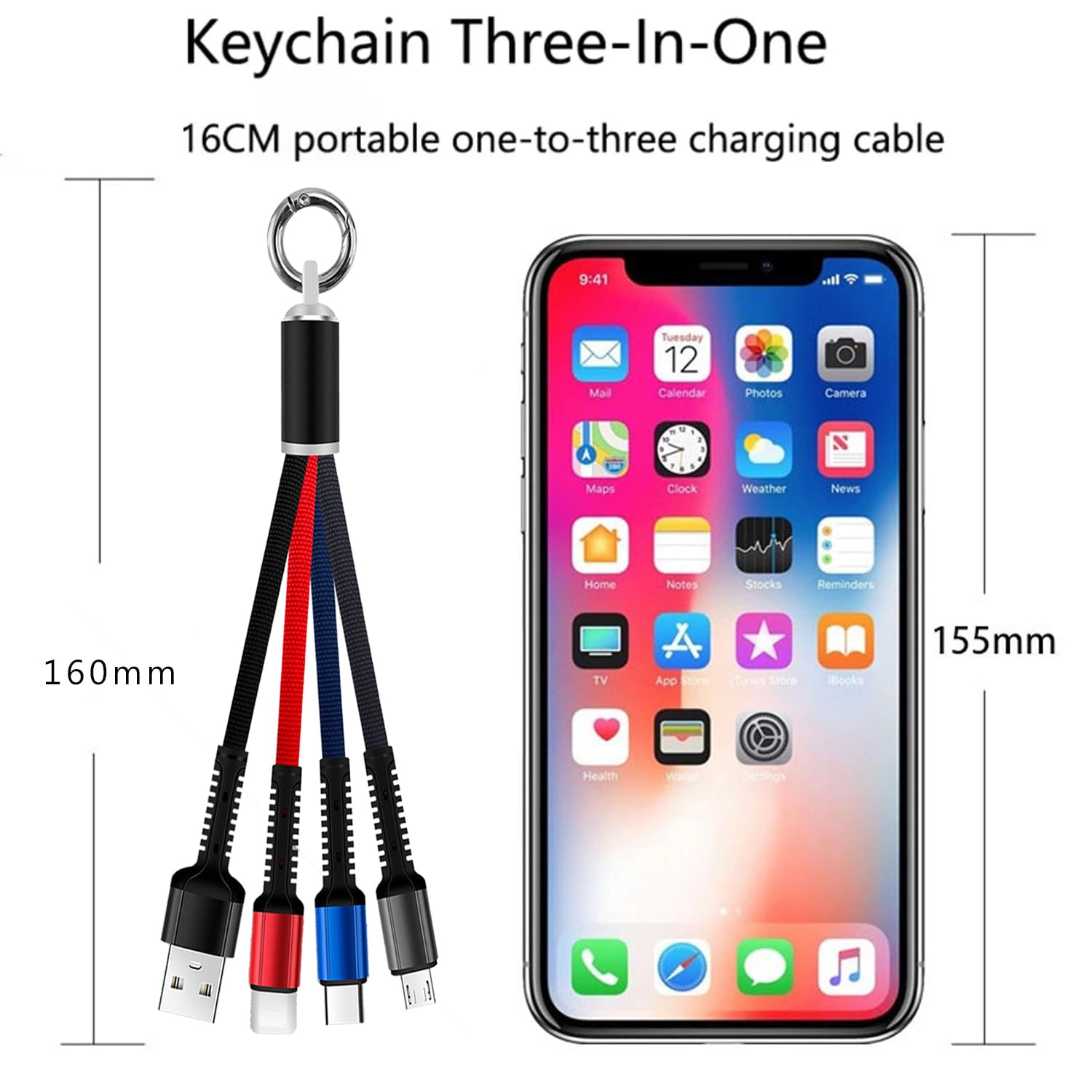 Amazon.com: Laugwey Portable Multi Charging Keychain, 3 in 1 Short