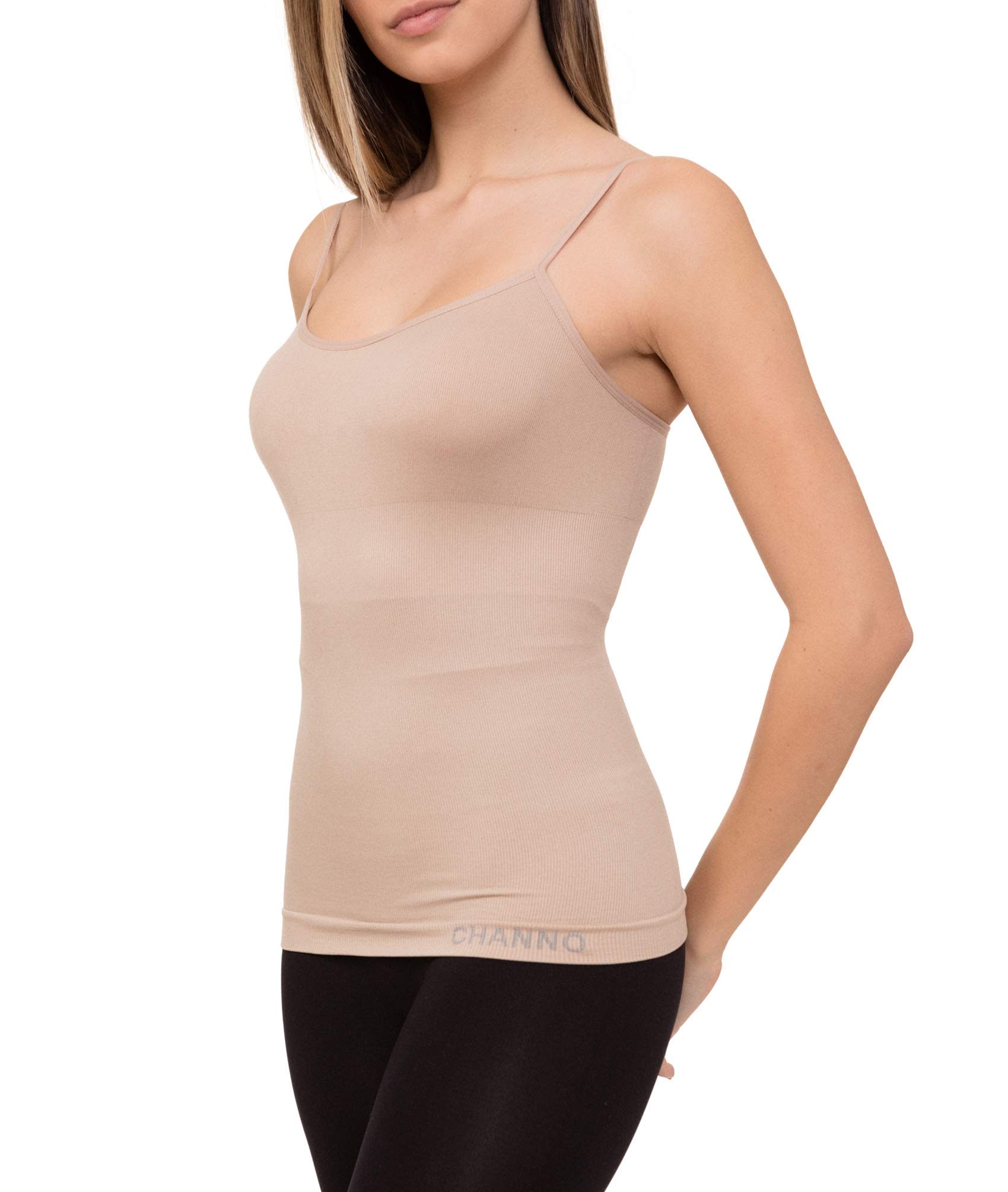 Channo Pack de 2 Camisetas Interiores Reductoras con Tirantes Ajustables, Suaves y Elásticas Seamless sin Costuras