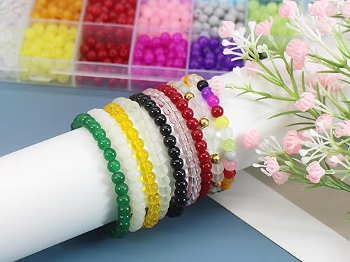 Miniatura 7 de Pamir Tong Juego de 2030 cuentas de vidrio de colores surtidos de 0.236 pulgadas para la fabricación de joyas, cuentas redondas lisas, cuentas