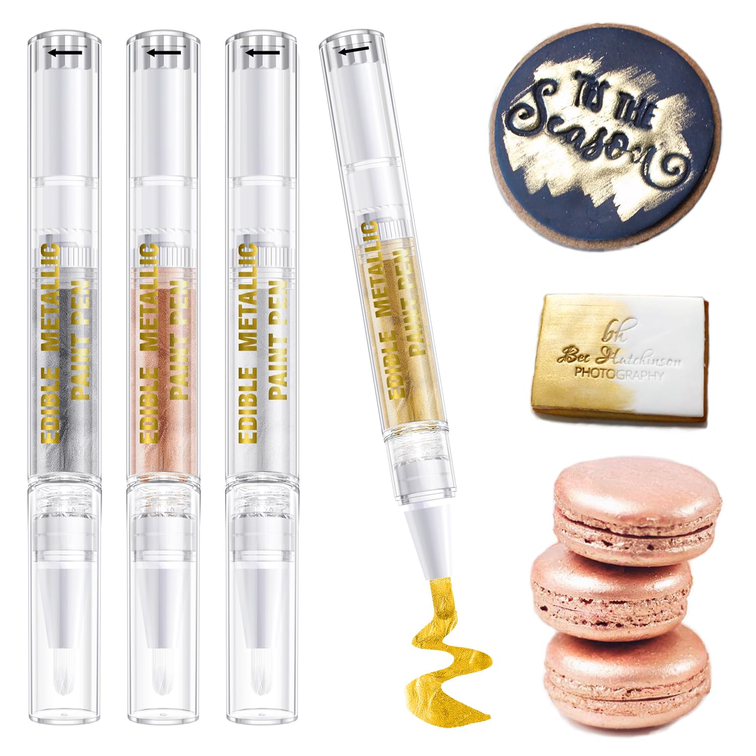 Edible Glitter Paint Pen Pcs Rose Gold Silver Drawing