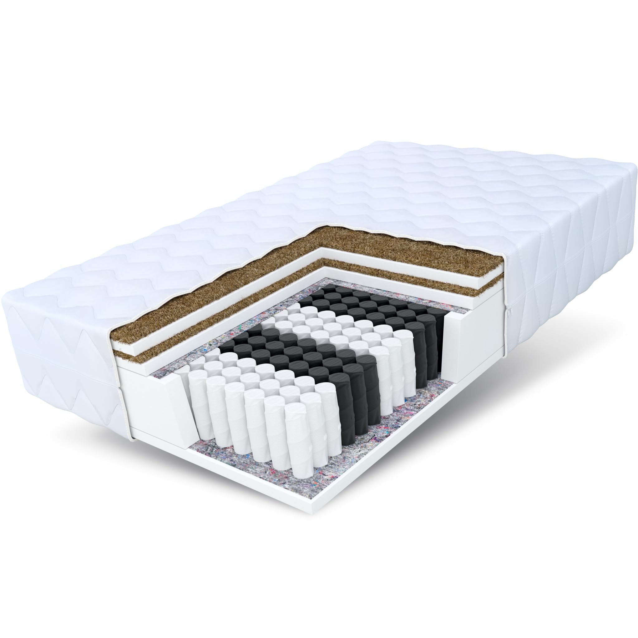 FDM Matratze 140 x 200 cm – Taschenfederkern, 7-Zonen, beidseitig nutzbar (H3/H4), 21 cm Höhe