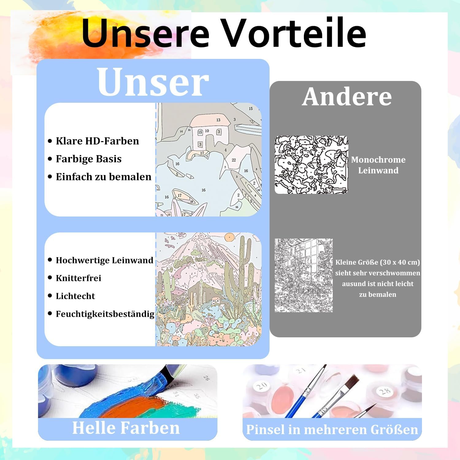 Sea Turtle Paint by Numbers Kit for Kids with Frame Wooden Easel 8x8 inch image 5