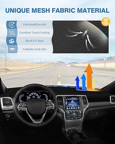 Miniatura 10 de FIILINES Cubierta de tablero para Toyota Sienna 2021-2026, cubierta de alfombrilla de tablero Sienna Accesorios de malla para salpicadero, protector