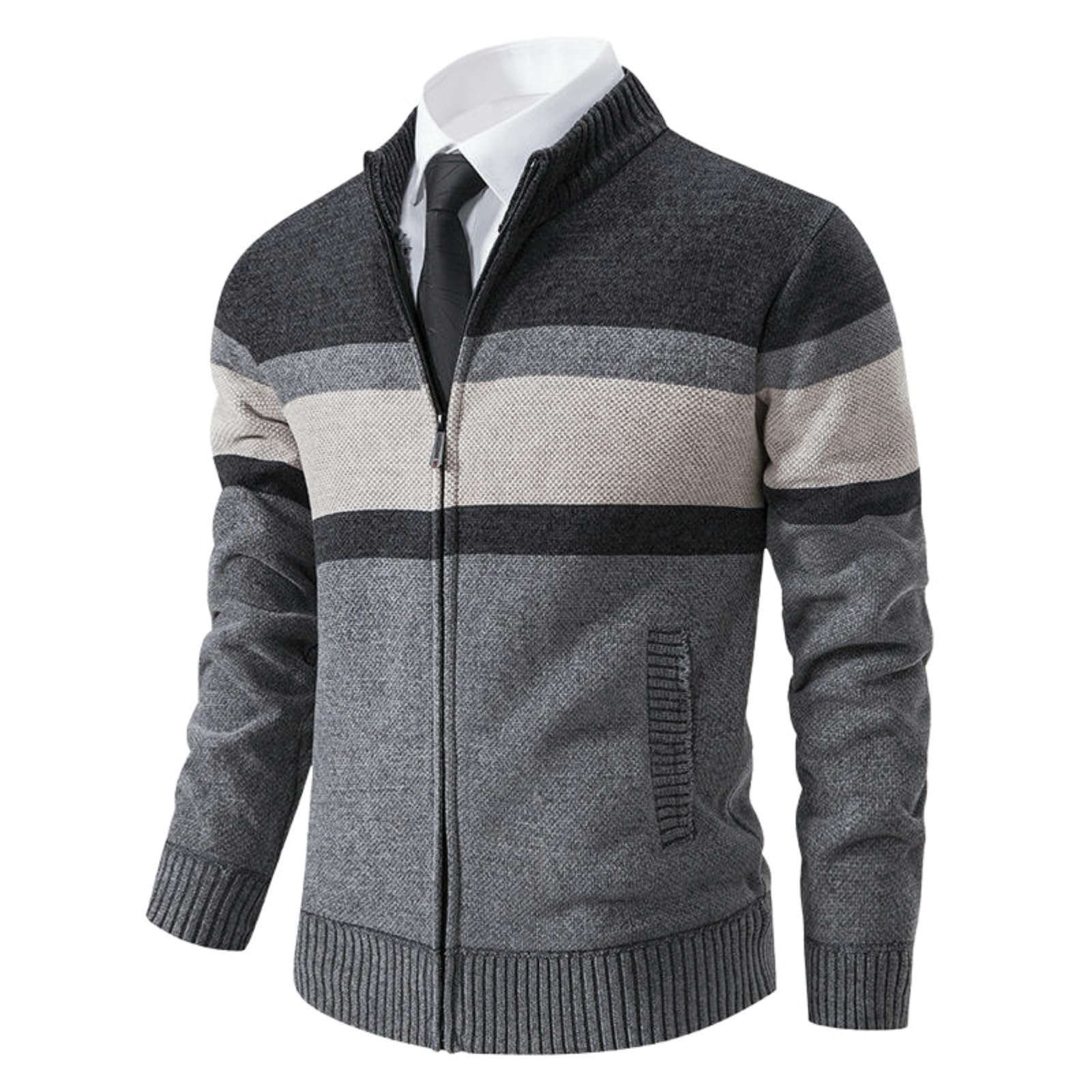 Męski czas wolny Colorblock stójka sweter z dzianiny