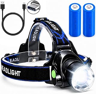 LINTERNA Cabeza FRONTAL led recargable luz frontal | Alta potencia | Frontal trail running linterna de cabeza | Linternas frontales led alta potencia | Lluvia casa | Camping | Pesca