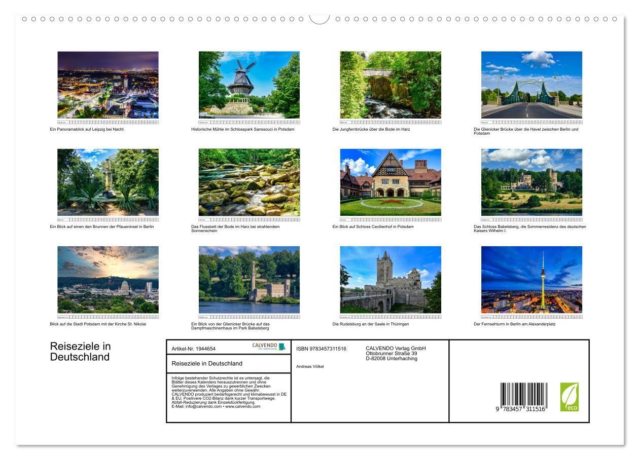 Reiseziele in Deutschland (hochwertiger Premium Wandkalender 2026 DIN A2 quer), Kunstdruck in Hochglanz: Eine visuelle Entdeckungsreise zu den ... Orten des Landes. (CALVENDO Orte)