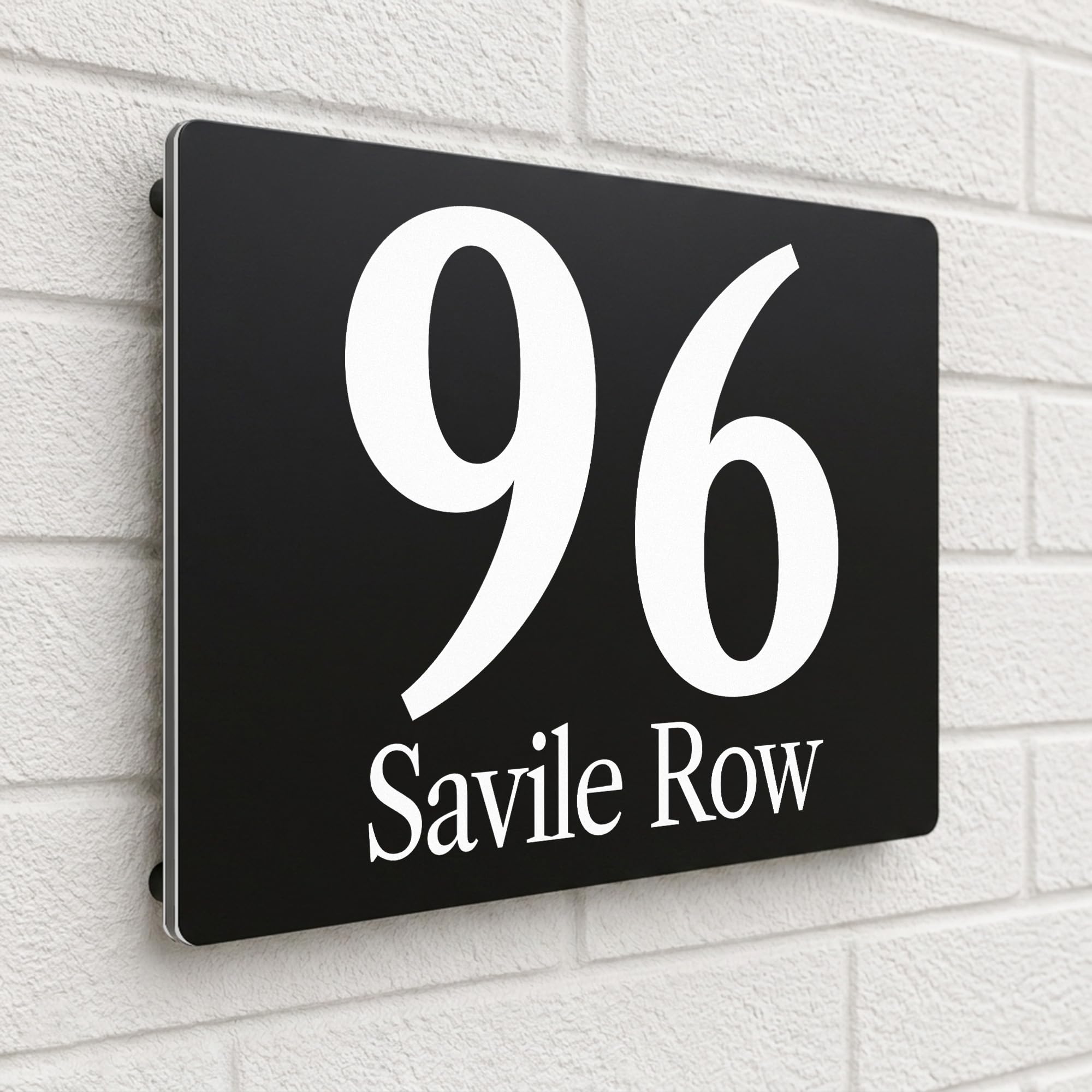 Housics Personalised House Number Plaque, Door Sign, Black, 280mm x 160mm — image 1