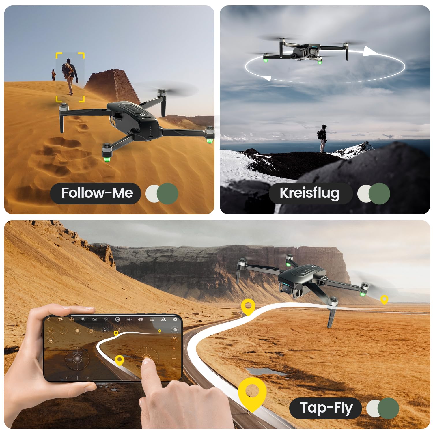Holy Stone HS175G GPS Drohne mit 4K EIS Kamera für Erwachsene & Anfänger | 60 Min Flugzeit, Follow Me, Bürstenloser Motor, Kreisflug, unter 249g C0