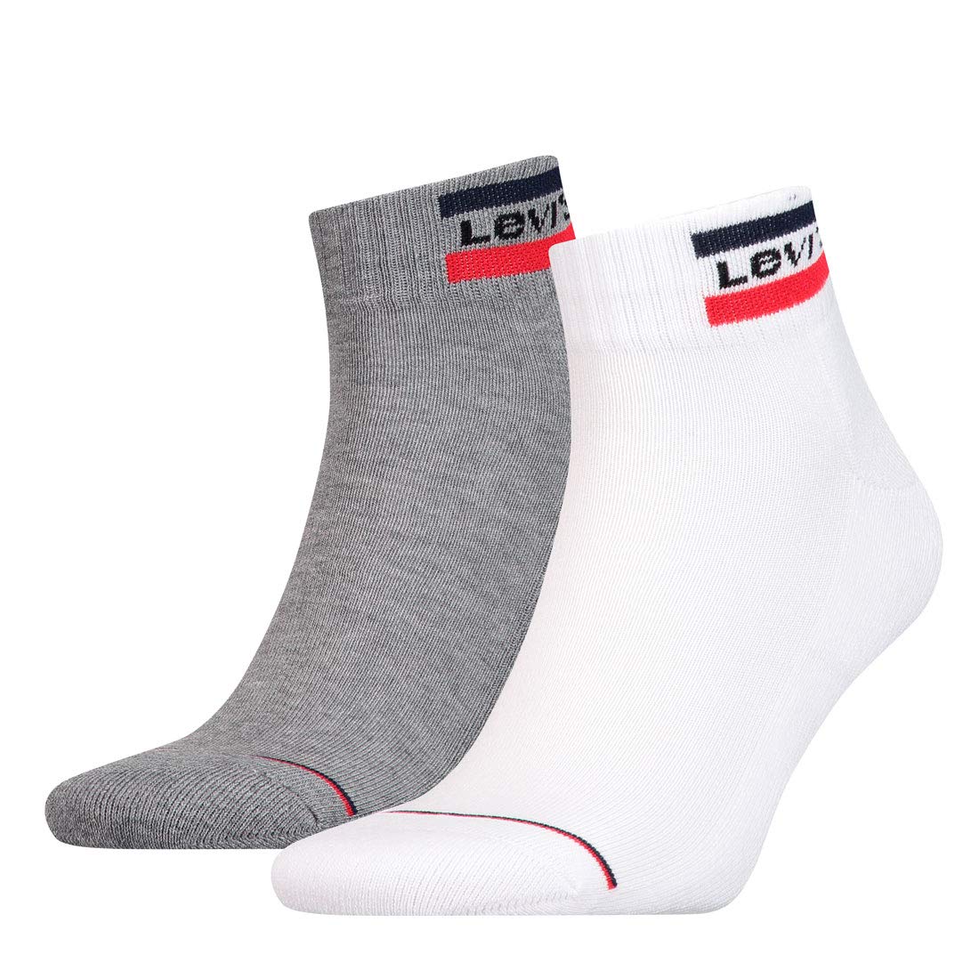 Levi's Men's Levis 144ndl Mid Cut Sprtwr Logo 2p Calf Socks Not Applicable, Multicolour (White/Grey 062), 9/11/2019 (Manufacturer Size: 043)