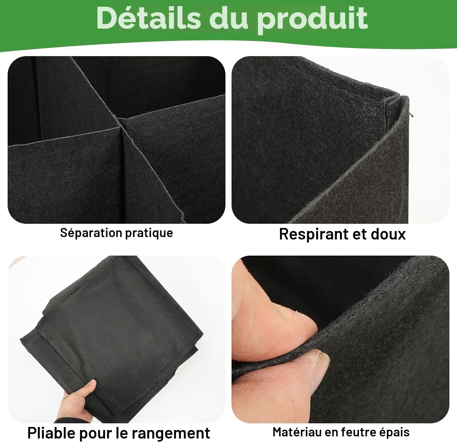 LATERN 128 Gallons 8 Grilles Sacs de Culture pour Plantes, 180CM x 90CM x 30CM Jardinière Surélevée en Tissu Non Tissés Respirants Conteneurs de Jardin Épais avec Poignée pour Fleurs Légumes Fruits