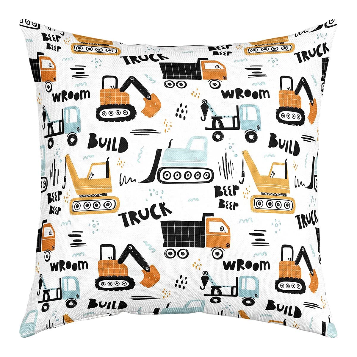 Budownictwo dekoracyjne poszewki na poduszki 45 cm x 45 cm zestaw 4 miękkich akcesoriów kreskówkowych ciężarówki poszewki na poduszki do salonu sypialni budowlane pojazdy dekoracyjne poszewki na poduszki na krzesło