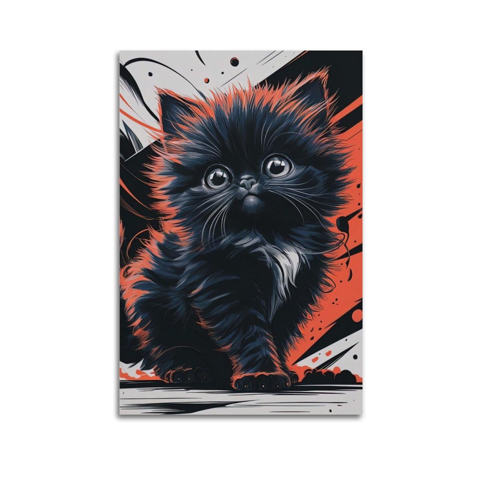 WZKTCL Animal Poster Cute Cat Poster Decorative Painting Canvas Wall Posters And Art Picture Print Modern Family Bedroom Decor Posters 24x36inch(60x90cm)