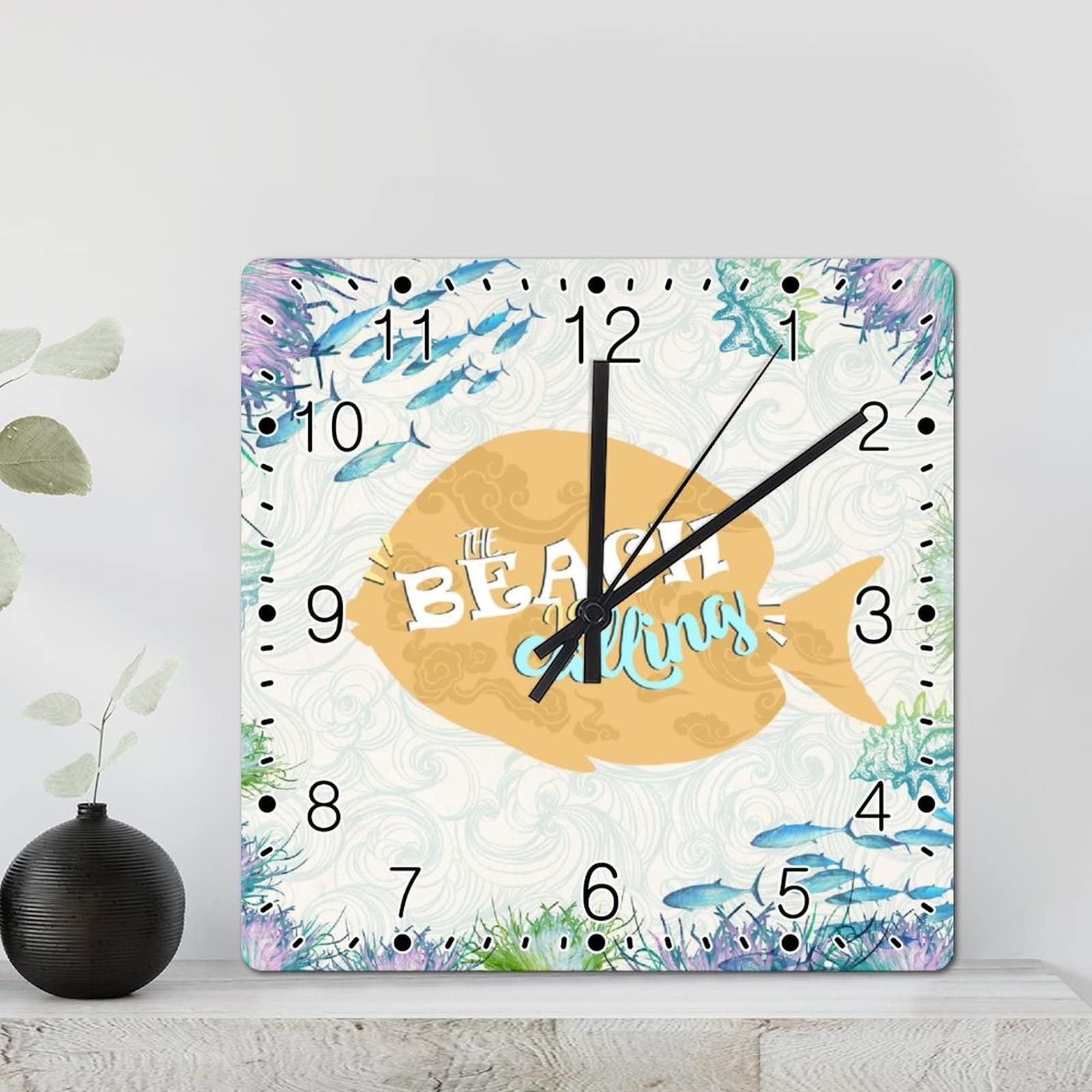 Horloge murale océan Betta silencieuse pour éliminer le tic-tac dans la chambre